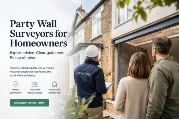 Image of couple with Party wall survey from Survey One Kingswood & Fishponds